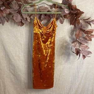 Urban Outfitters orange crushed velvet mini dress